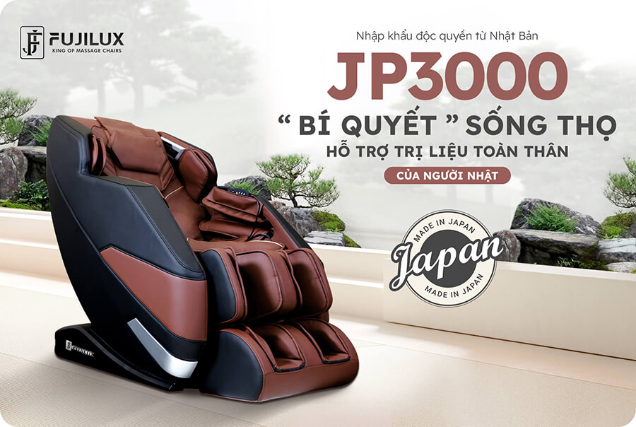 Ghế massage FUJILUX JP3000 là một trong những sản phẩm được nhập khẩu trực tiếp từ Nhật Bản