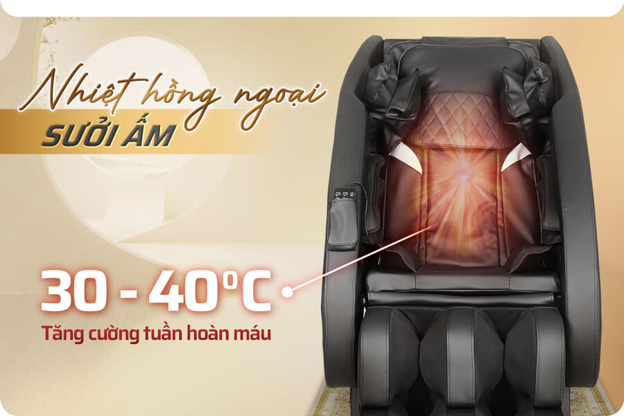 Ghế massage FUJILUX CZ916 có khả năng làm ấm từ 30-40°C
