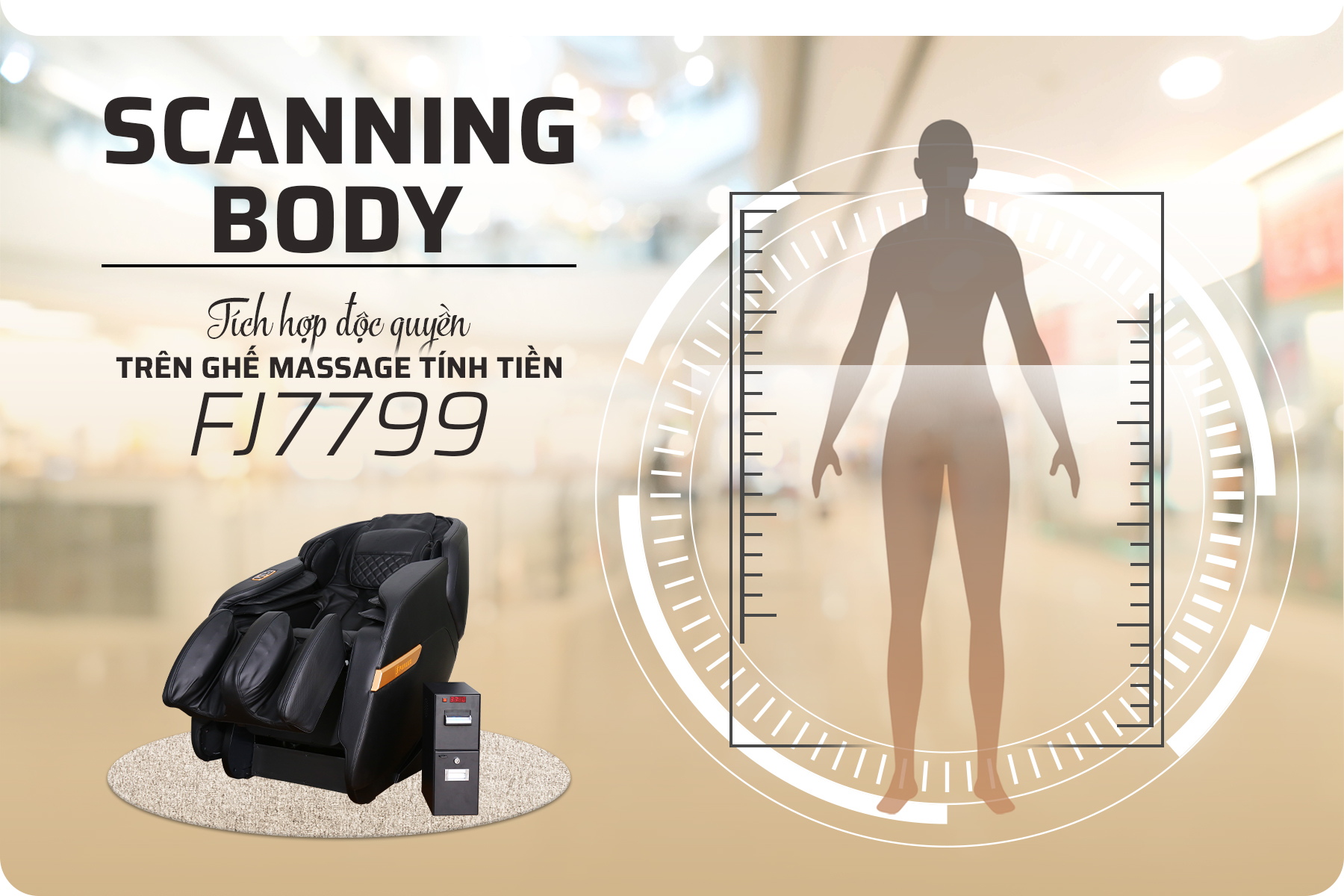Chức năng Scanning body được tích hợp trên ghế massage FJ7799