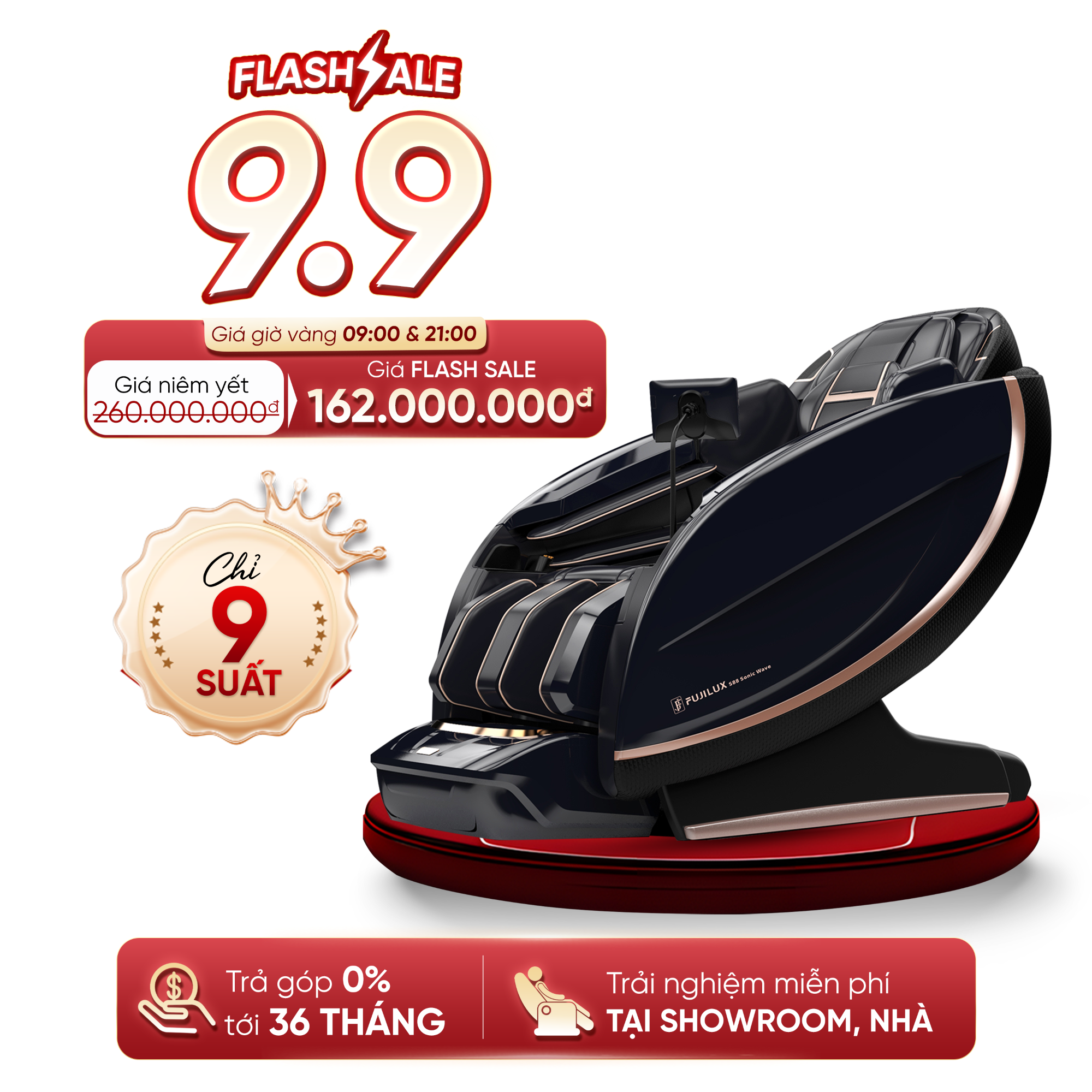 Ghế Massage FUJILUX S88 SONIC WAVE  MIDNIGHT PEARL
