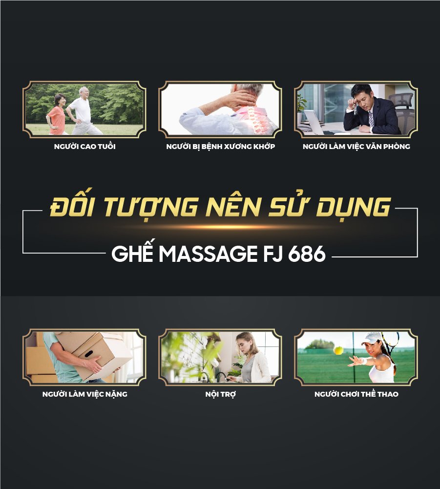 Ghế massage trị liệu toàn thân FJ 686 phục vụ đa dạng nhu cầu của tất cả đối tượng khác nhau