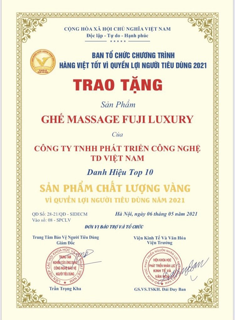 giải thưởng ghế massage Fuji Luxury