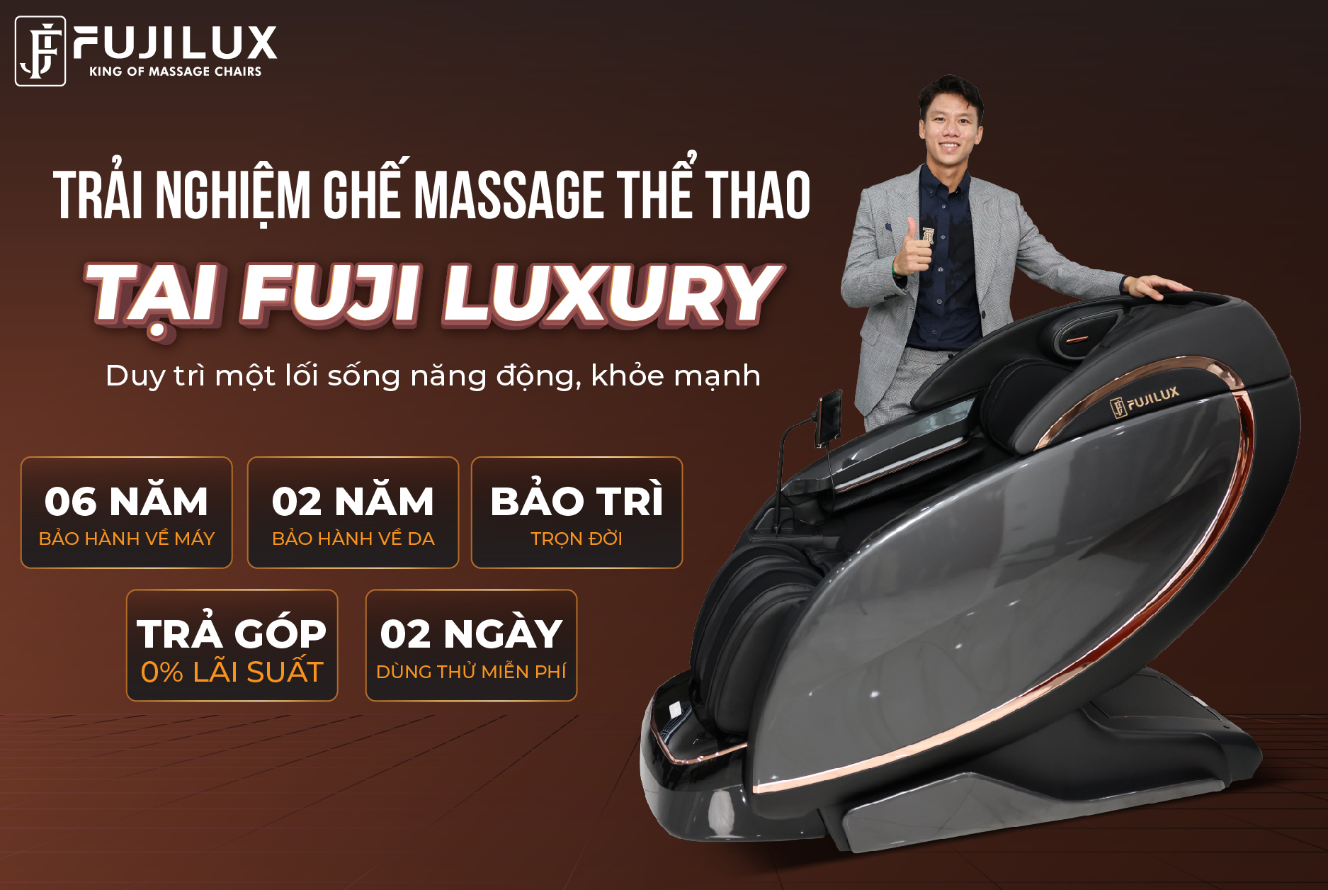 Ghế massage Fuji Luxury - Thương hiệu ghế massage được tuyển thủ Quế Ngọc Hải tin dùng
